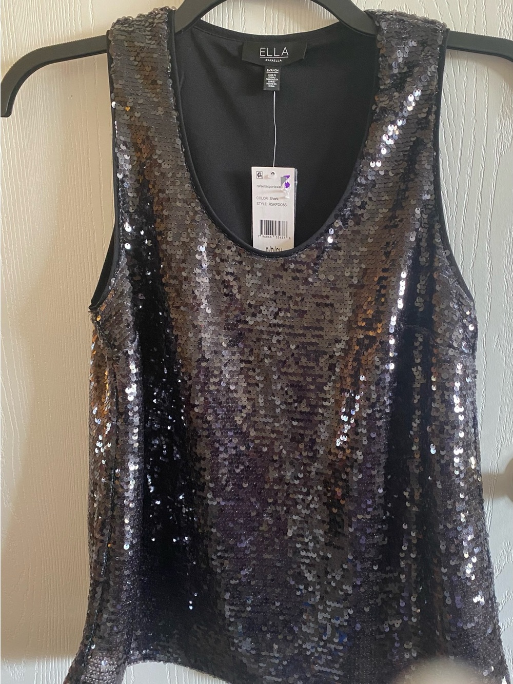 ELLA Black Sequin Scoop Neck Tank Dress size small